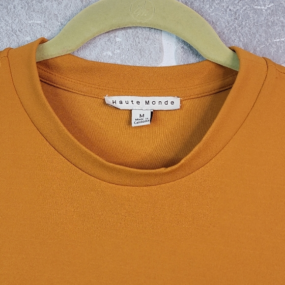 Haute Monde Burnt Orange Boho Sinched Ruffled Sleeve High Fashion Blouse Top M - Picture 4 of 16